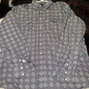 Roper Men's Blue and Gray Plaid Shirt